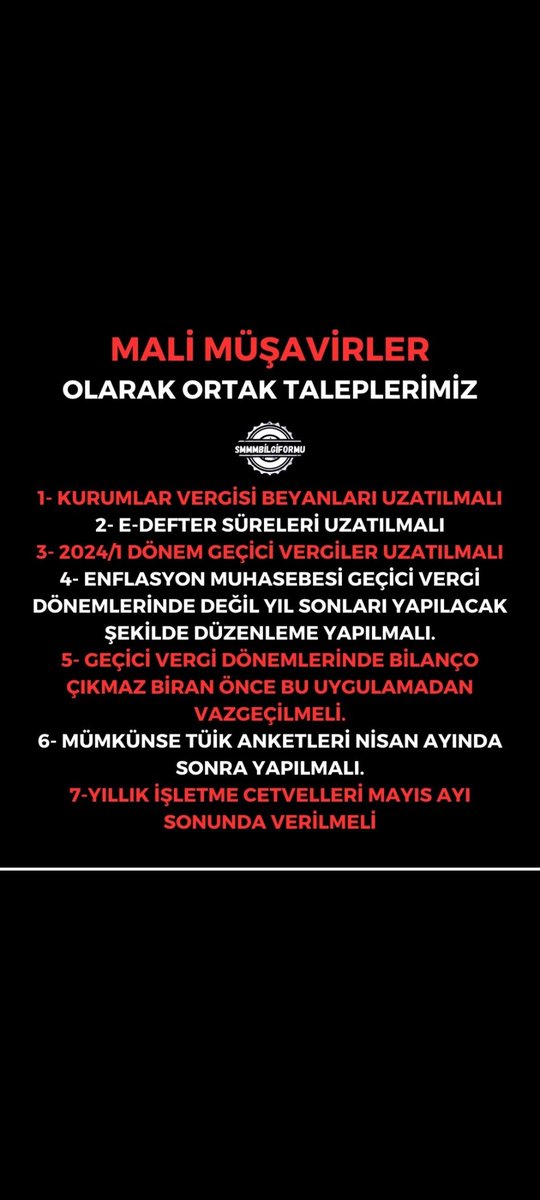 Mali müşavirler olarak haklı talebimiz.