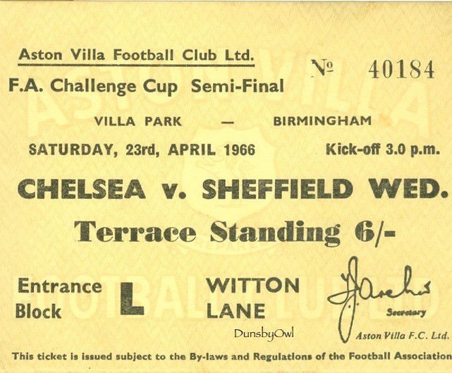 Dunsbyowl's tweet photo. #Onthisday in 1966 #swfc beat @ChelseaFC
2-0 in the FACup semi final in the mud at Villa Park Att. 61,321. Wednesday goals by  McCalliog @MccalliogDebbie &amp; Pugh. Heroics by Vic Mobley .

Onto Wembley &amp; Everton in the Final.  

You Tube : https://t.co/vHyGOt2jZ0 https://t.co/qRTAEDrkeR