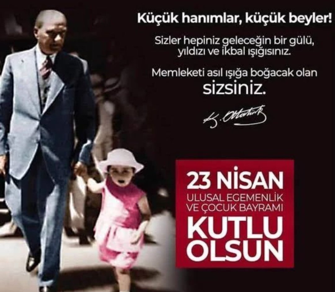 Bu bayram en büyük bayramdır. Kutlu olsun.🇹🇷🇹🇷

Mustafa Kemal ATATÜRK 
#23NisanKutluOlsun 
#Tbmm104Yaşında
