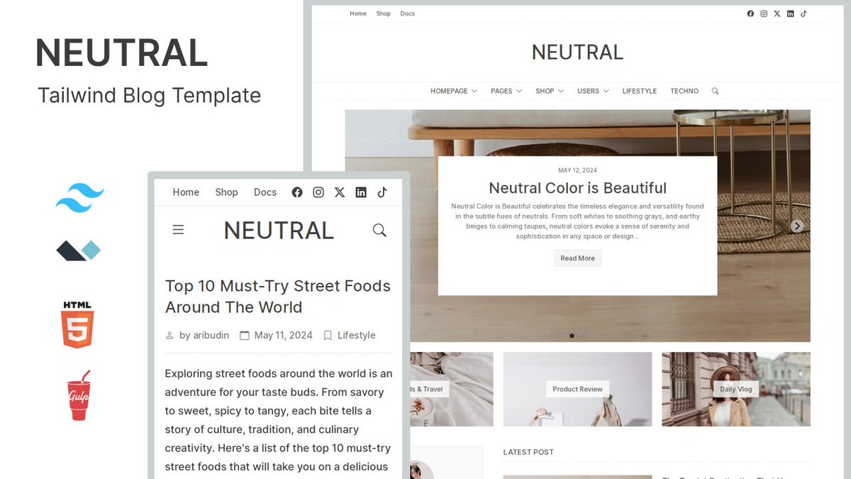 ari_budin's tweet photo. 🔥 Neutral Html Blog Template!
✨ Minimalism meets elegance and clean design

Free : https://t.co/pRUhZ8GD6P
Pro : https://t.co/KfmVfHHOCK

Get it now : https://t.co/lRN0n2p60E https://t.co/5srWipHxB0