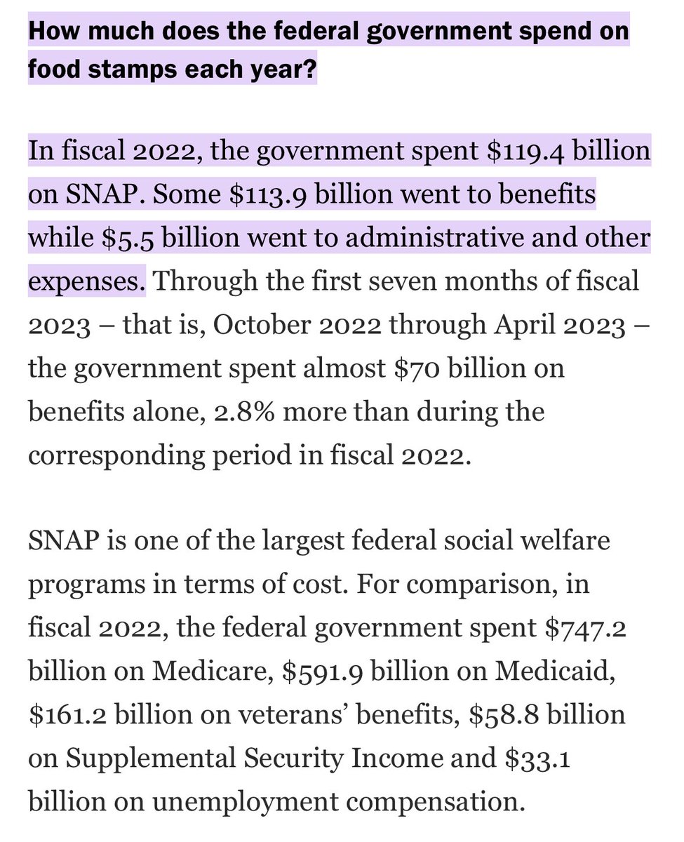 $119 billion in food stamps $747 billion in Medicare $591 billion in Medicaid $161 billion in veteran’s benefits $58 billion in SSI $33 billion in unemployment “but go off I guess”