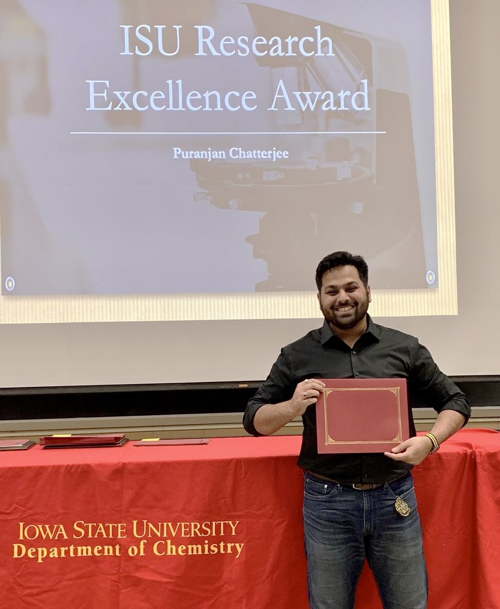 I am excited to share that I received the ISU Research Excellence Award and the Wall Graduate Fellowship from the @IASTATE_Chem 🎊😊 I would like to thank @HuangISUChem for nominating me and the constant guidance and constructive feedback during my PhD.
#phdlife #phdjourney