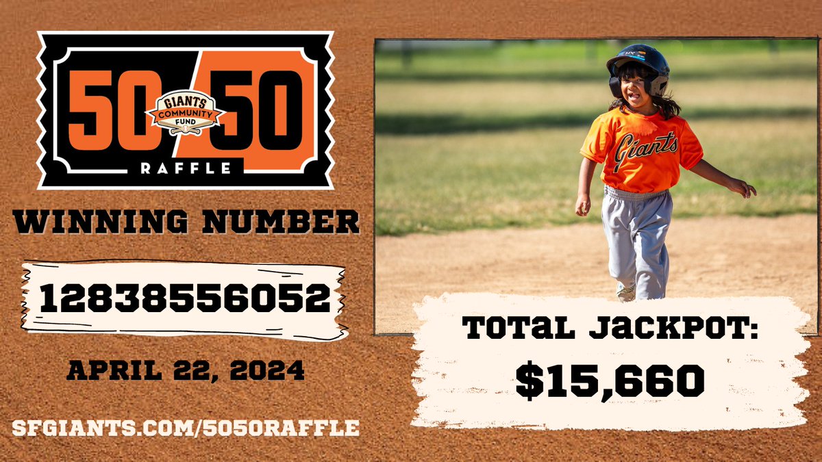 Here are the 50/50 Raffle results from tonight's game against the Mets! If you have the winning number, please email 5050raffle@sfgiants.com to claim your prize.