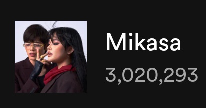 #Mikasa by Arthur Nery and #JanineBerdin has surpassed 3M+ Spotify Streams 🥳
