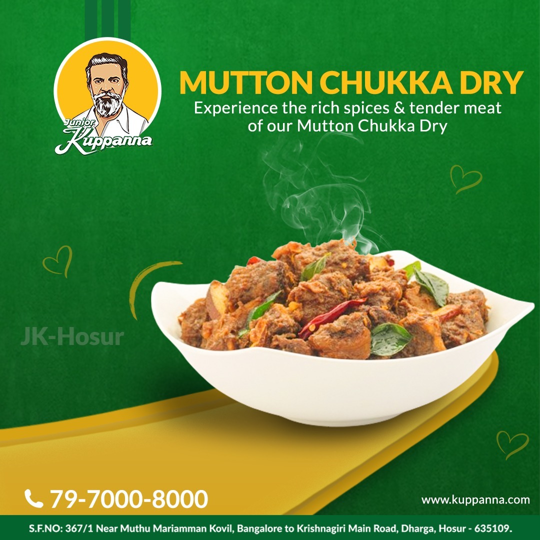 Savor the richness of our mutton starters, where every bite is a journey of flavors. 📷📷
#juniorkuppanna #hosur #ordernow #kongunadfood #doordelivery #explorefood #zomato #swiggy #yummy #mutton #pallipalayam #nonveg #nonvegfood #healthierchoices #heal #sip #slurp #mutton #mutton