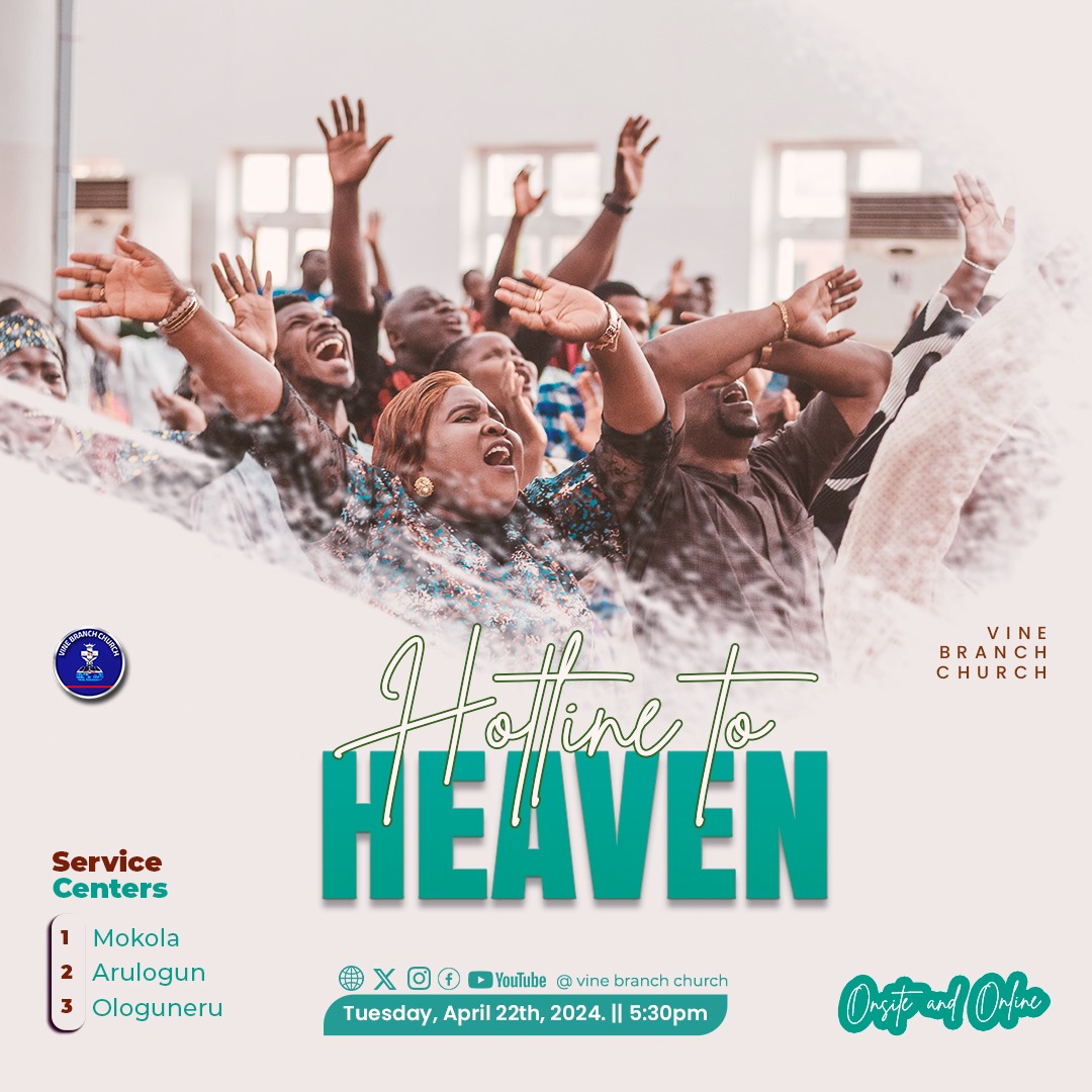 Join us this Tuesday at our Hotline-to-Heaven service and take that step of faith to ignite your miracles.

Don't miss out this atmosphere of divine possibilities!

This Tuesday | 5:30pm

#HotlineToHeaven
#VineBranchChurch
#VBCservice