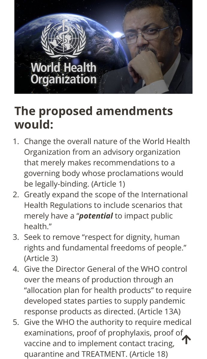 BREAKING INCREDIBLE NEWS....W.H.O. IHR PROPOSED AMENDMENTS CHANGED... In May nearly 200 countries from around the world will vote on whether or not to ratify the World Health Organisation International Health Amendments. As they stood, they were a potential recipe for