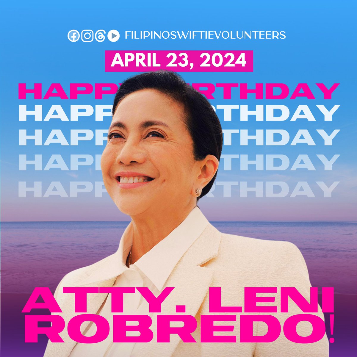 PHLSwifties13's tweet image. Happy Birthday to our Mother Swiftie.
Our Beacon of Hope. The Man.
Ang ating Liwanag sa Dilim.

Happy Birthday, Atty. @lenirobredo !!!
Long Live! 🫶🏻🩷✨

#HappyBirthdayLeniRobredo 
#AttyLeniRobredo #LeniRobredo
#Swiftie #Swifties #TSTTPD #FilipinoSwiftieVolunteers