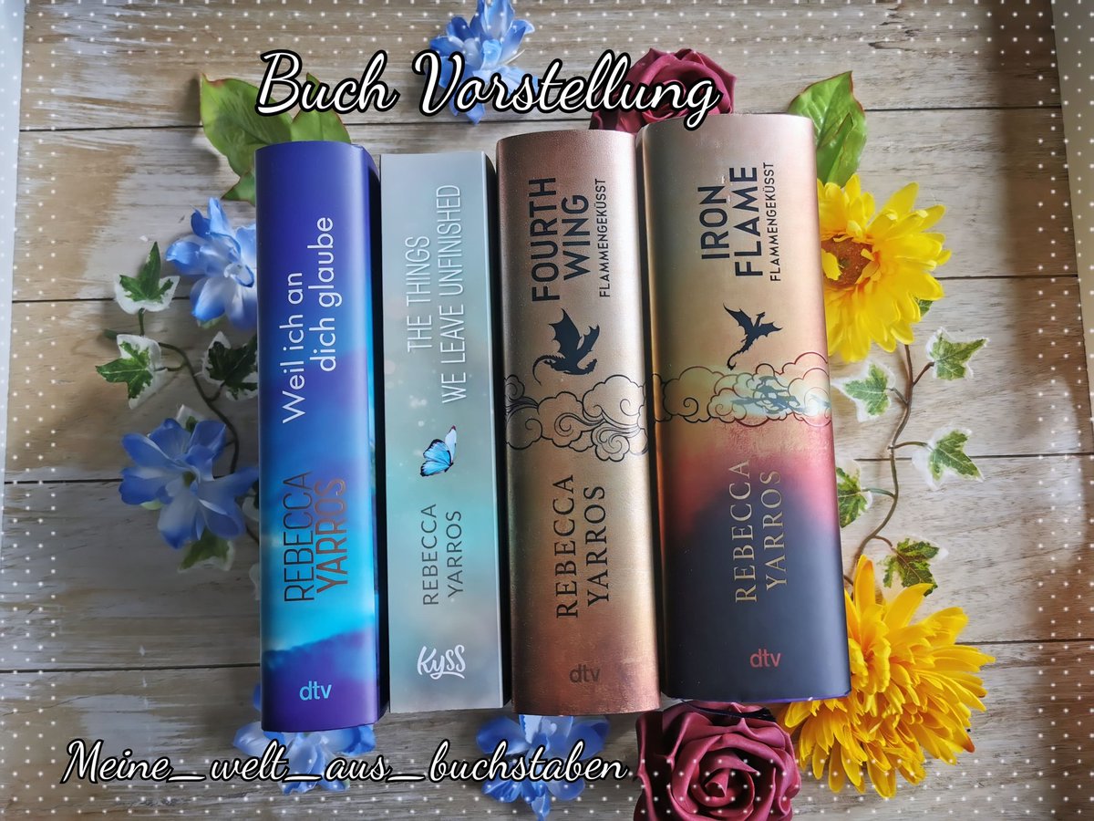 KommWir's tweet photo. (Text und Bild könnten zum Kauf anregen) #buchvorstellung
Heute stell ich euch die Bücher von @rebeccayarros aus dem @dtv_verlag / @endlichkyss Verlag vor 
#weilichandichglaube  #thethingsweleaveunfinished
#fourthwing  #ironflame
#rebeccayarros #dtv #dtvverlag #kyssverlag #kyss https://t.co/gZP8UjN7kO
