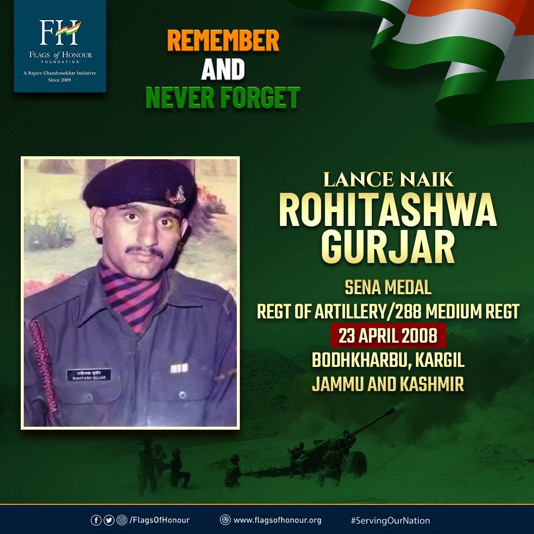 L/Nk Rohitashwa Gurjar, Sena Medal, Regt of Artillery / 288 Medium Regt, lost his life in an accident on his way to collect ammunition for the unit near Bodhkharbu in Kargil #OnThisDay in 2008 #RememberAndNeverForget #ServingOurNation