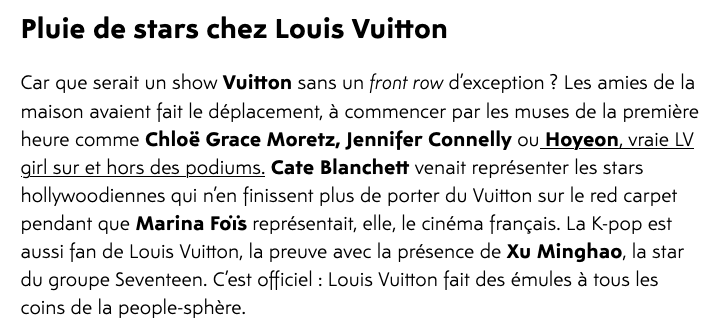 #XUMINGHAOxLOUISVUITTON #LVPREFALL24 #LouisVuitton #NicolasGhesquiere #minghao #xuminghao #THE8 #디에잇 @LouisVuitton 

stylist.fr/cate-blanchett…