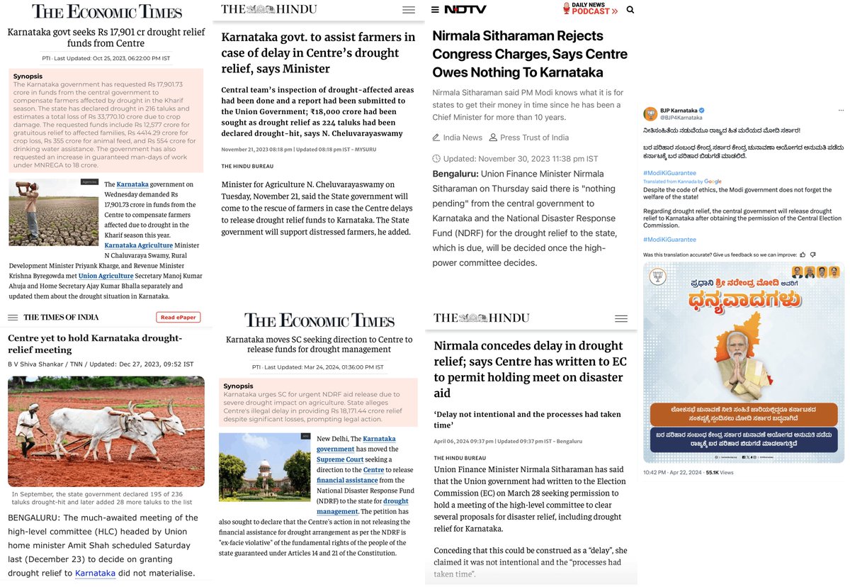 So utterly and disgustingly shameless! Karnataka seeks. BJP says it owes nothing. BJP doesn't meet to discuss Karnataka's ask. Karnataka moves Court. BJP concedes delay. BJP is prodded by the Court to act. Non-BJP States are left to literally beg and head to Court because BJP…