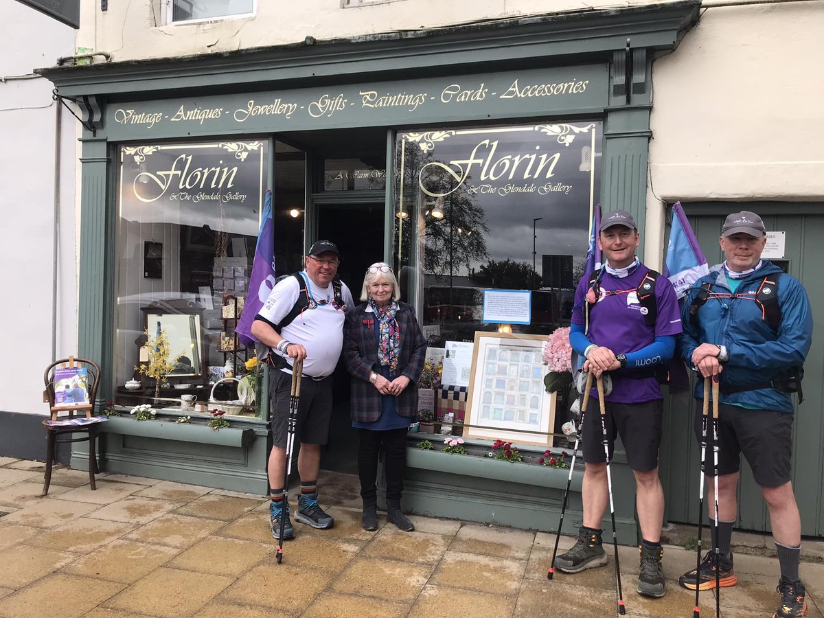 Day 6 brought a warm welcome and lovely lunch in Wooler We also met Sheila at Florin - she continues to display George's Doors of The Camino poster in her window and spreads the word about the lifesaving work of PAPYRUS