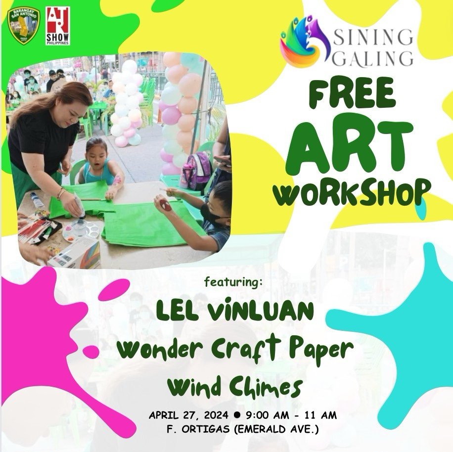 This coming Saturday na ang BSA SINING GALING! 🎨 Learn how to make Wonder Craft Paper Wind Chimes with Ms. Lel Vinluan. ✨ Open to everyone ang ating FREE art workshop. 🙌🏻 Just head to Emerald Avenue, 9am-11am. ✅ #BSASiningGaling #ARTinBSA #TuloyAngSerbisyoBSA