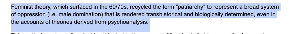 🧵This is false. Feminists understand that patriarchy is not biologically determined. Patriarchy pretends its nature is based on biology to naturalize sex differences; even though the biological classification system it uses is incoherent upon analysis of human variation.