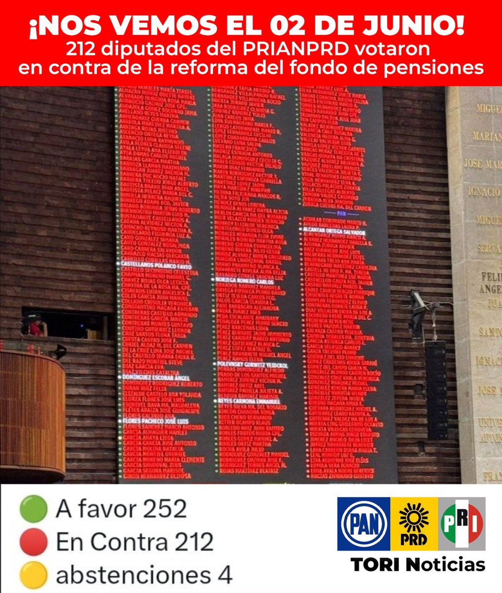ekktor's tweet photo. Cuando vayas a votar por diputados y senadores el 2 de junio, recuerda que los partidos que representa @XochitlGalvez, votaron en contra de que recibas una pensión digna cuando te jubiles. https://t.co/3ZsomnxsAi