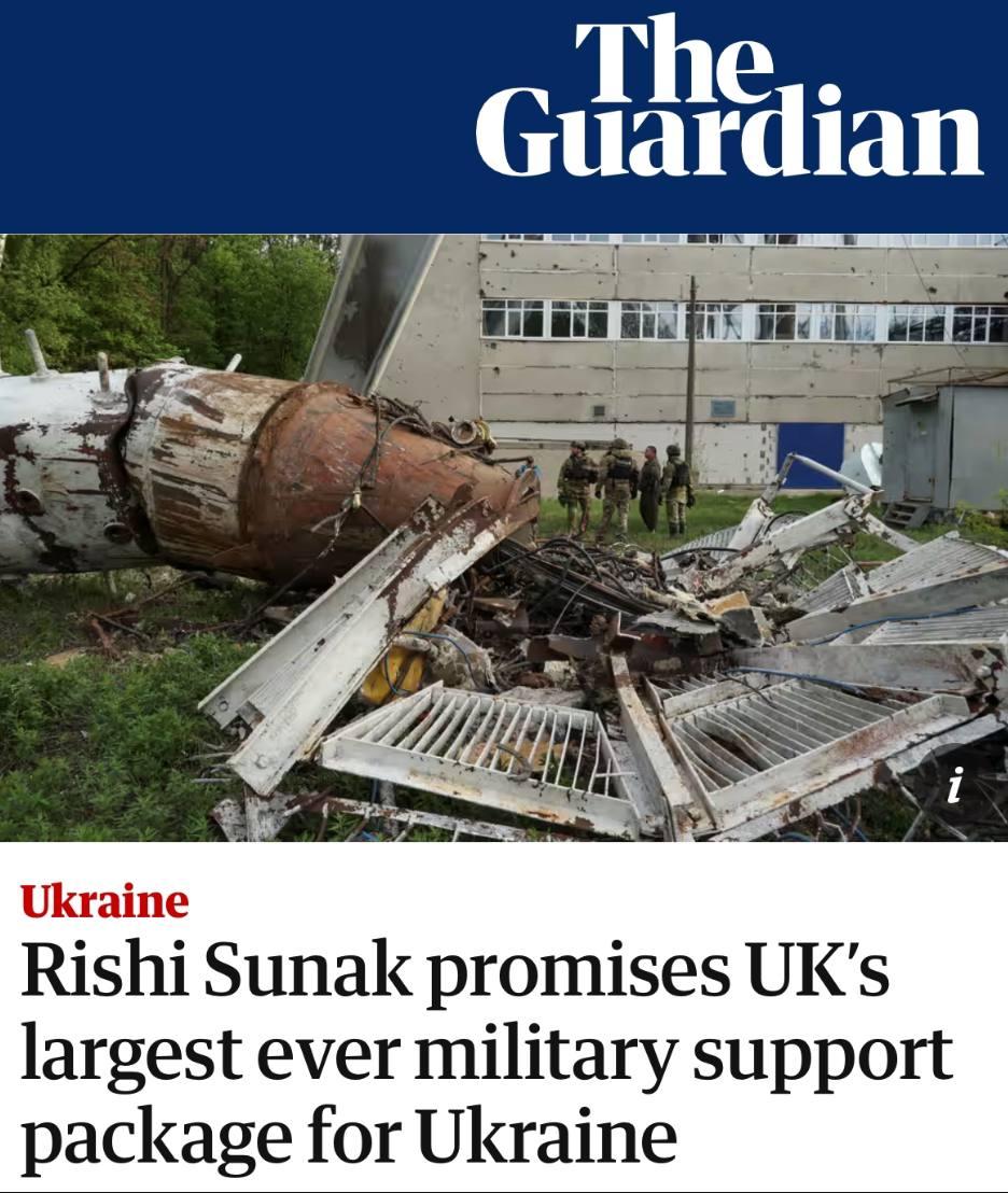 'Rishi Sunak promises the largest package of British military support to Ukraine in history': London has prepared a new unprecedented tranche of weapons for Kiev. 'Rishi Sunak warned that Vladimir Putin 'will not stop at the Polish border' if Russia wins. The prime minister