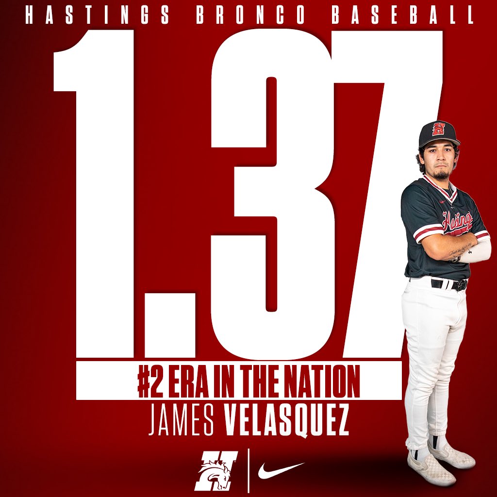 After another 10 strikeout day, Velasquez currently ranks #2 in the Nation (@NAIABall) with an ERA of 1.37! #GDTBAB | #SaddleUp