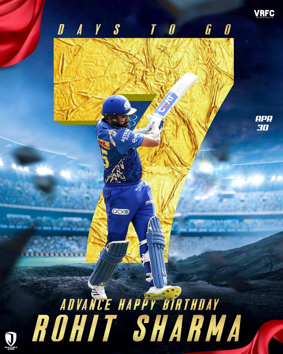VijayRohitFC's tweet photo. 7 Days To Go #Hitman Bday CELEBRATION 💙⚡

Design ; @JILLA_JEROLD 

 #MumbaiIndians #RohitSharma #AHBDROHIT https://t.co/KOTsIgqM4a