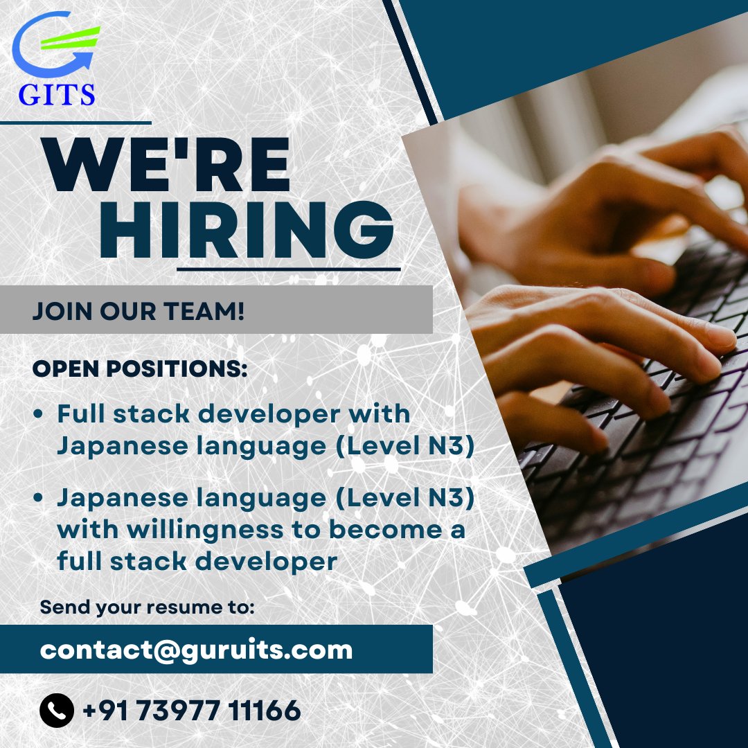 𝐖𝐞 𝐀𝐫𝐞 𝐇𝐢𝐫𝐢𝐧𝐠     
𝐅𝐮𝐥𝐥-𝐒𝐭𝐚𝐜𝐤 𝐃𝐞𝐯𝐞𝐥𝐨𝐩𝐞𝐫       
We are Hiring a full-stack developer! Join our team!  *Send your CV to 𝐜𝐨𝐧𝐭𝐚𝐜𝐭@𝐠𝐮𝐫𝐮𝐢𝐭𝐬.𝐜𝐨𝐦        
#hiring #job #jobsearch #recruitment #nowhiring #recruiting #employment #jobseekers