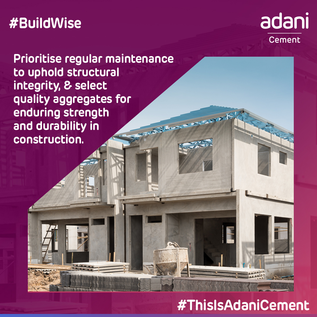 Preserve your home's longevity by maintaining regular structural integrity through maintenance & choosing superior aggregates for concrete strength and durability in construction #ThisisAdaniCement #BuildingNationswithGoodness #GrowthWithGoodness #BuildWise #ConstructionInsights