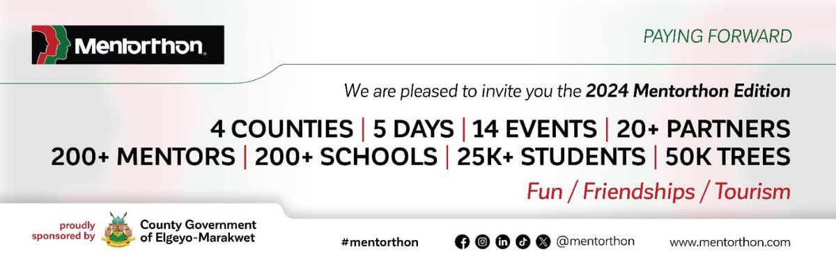 Shout out to the youngest Governor H.E @rotichwisley for Hosting Mentorthon 2024 Part of Mentorthon 2024 will be coming together of Principals and education stakeholders. Thankful to Hon. Wisley Rotich for hosting this extra session and adding Adopt a School.