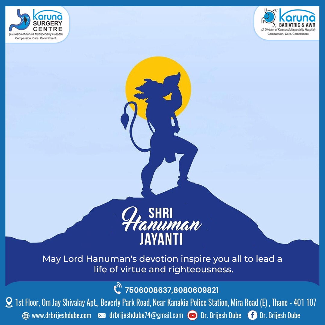 KarunaSurgery's tweet photo. Wishing you a happy Hanuman Jayanti from Karuna Surgery Centre! May you be blessed with health and strength.

#karunasurgerycenter #hanumanjayanti2024 https://t.co/7pGBU2pZhs