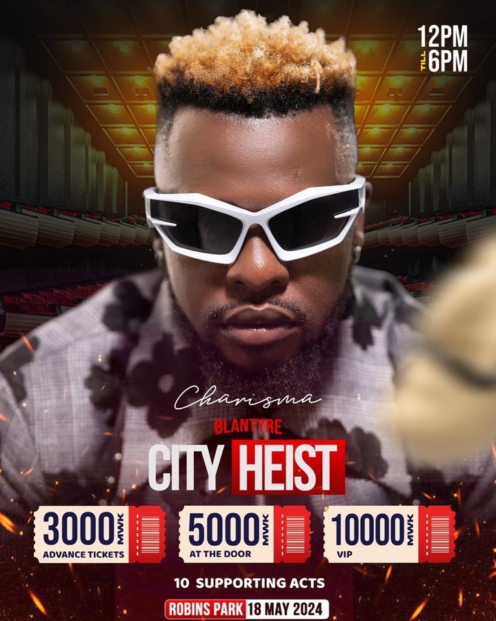 Biggest show in Blantyre
🔥🔥🔥
Tickets are available📌📌
Robins park...18 May

#CityHeist
#ControllerChronicles