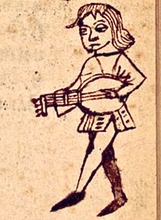 Slyly strumming in the margins - Early 16th century doodle in a c. 1483 printed book, Wellcome Collection, Wellcome Incunabula 2.b.23