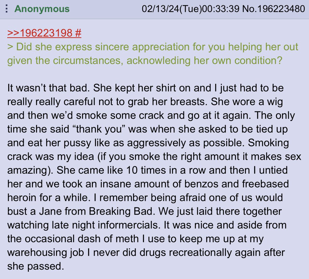 Occasionally people ask me why I still browse 4chan It's because every ~5k posts or so you find something incredible that absolutely commands your attention here's an incredible saga I witnessed just a few weeks ago