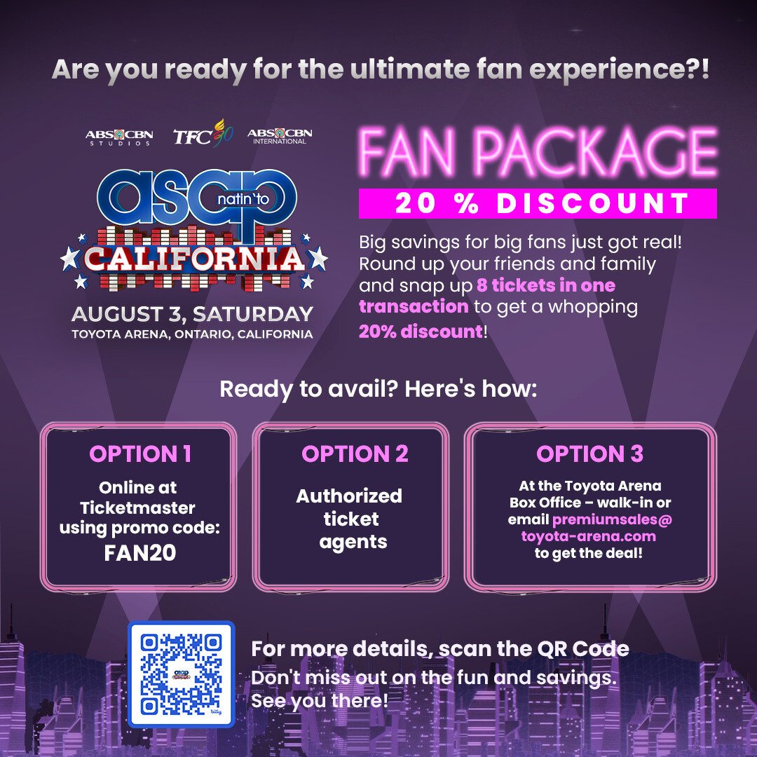 BIG SAVINGS FOR BIG FANS! Until April 30th, enjoy a whopping 20% off when you purchase ASAP Natin ‘To in California tickets in bulk with THE FAN PACKAGE! Round up your crew and snag EIGHT or MORE to take advantage of this incredible fan promo for BIG savings through these…