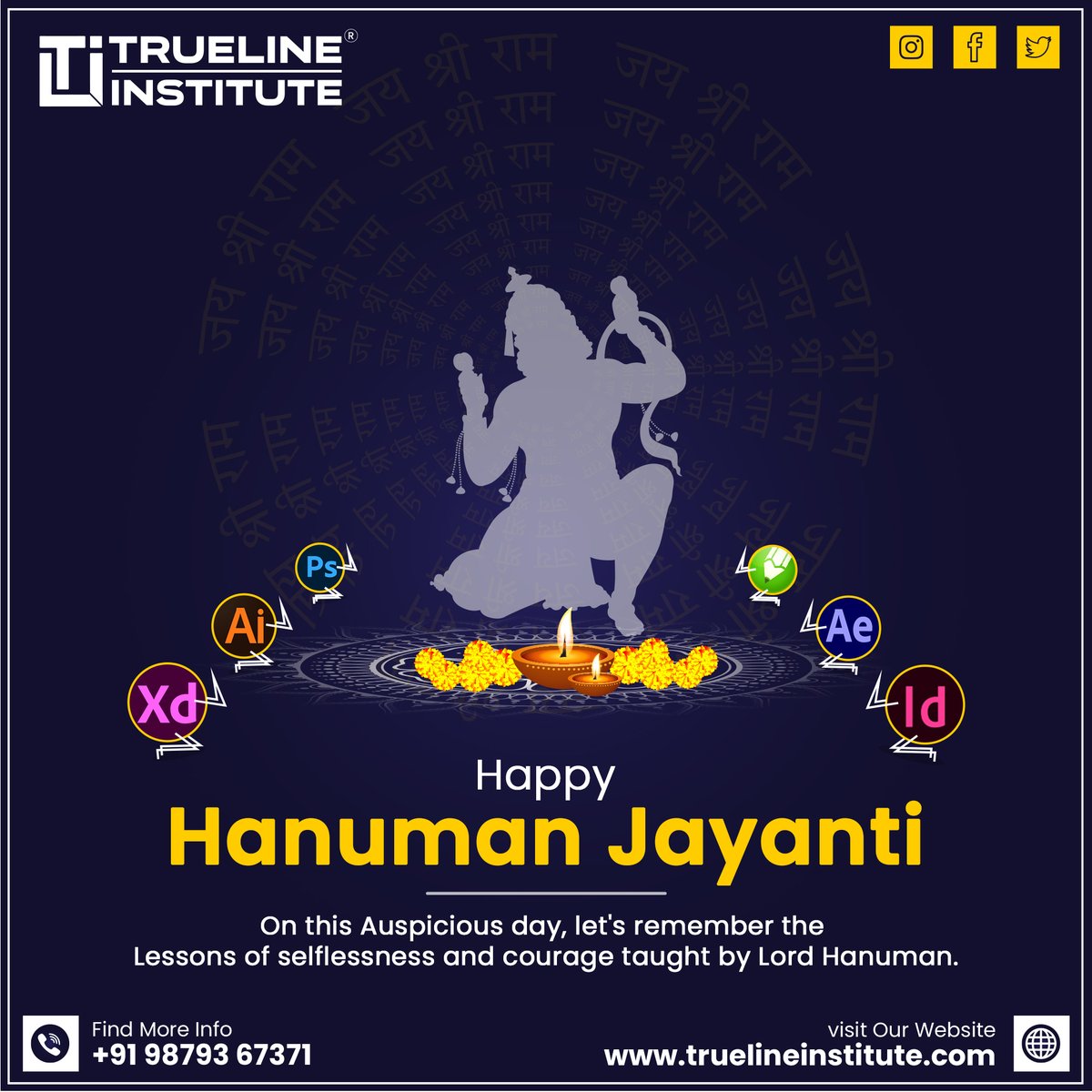📢 Happy Hanuman Jayanti | Trueline Institute
Contact Details:
☎️ +91 98793 67371
🌐truelineinstitute.com
📧truelineinstitute@gmail.com
#truelineinstitute #institute #itcourses #hanumanjayanti #jaihanuman #bajrangbali #divinedevotion #lordhanuman #strengthanddevotion
