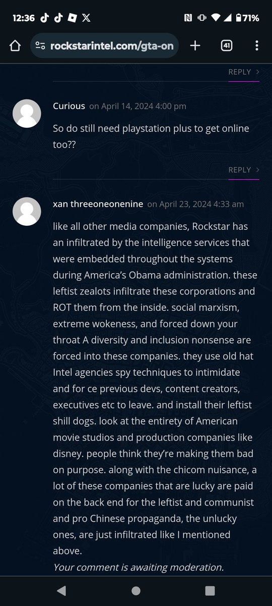 please share.... an article on rockstar Intel mention strange departures from video game companies and media sometimes bad on purpose. my comment will not be allowed after the moderation LOL