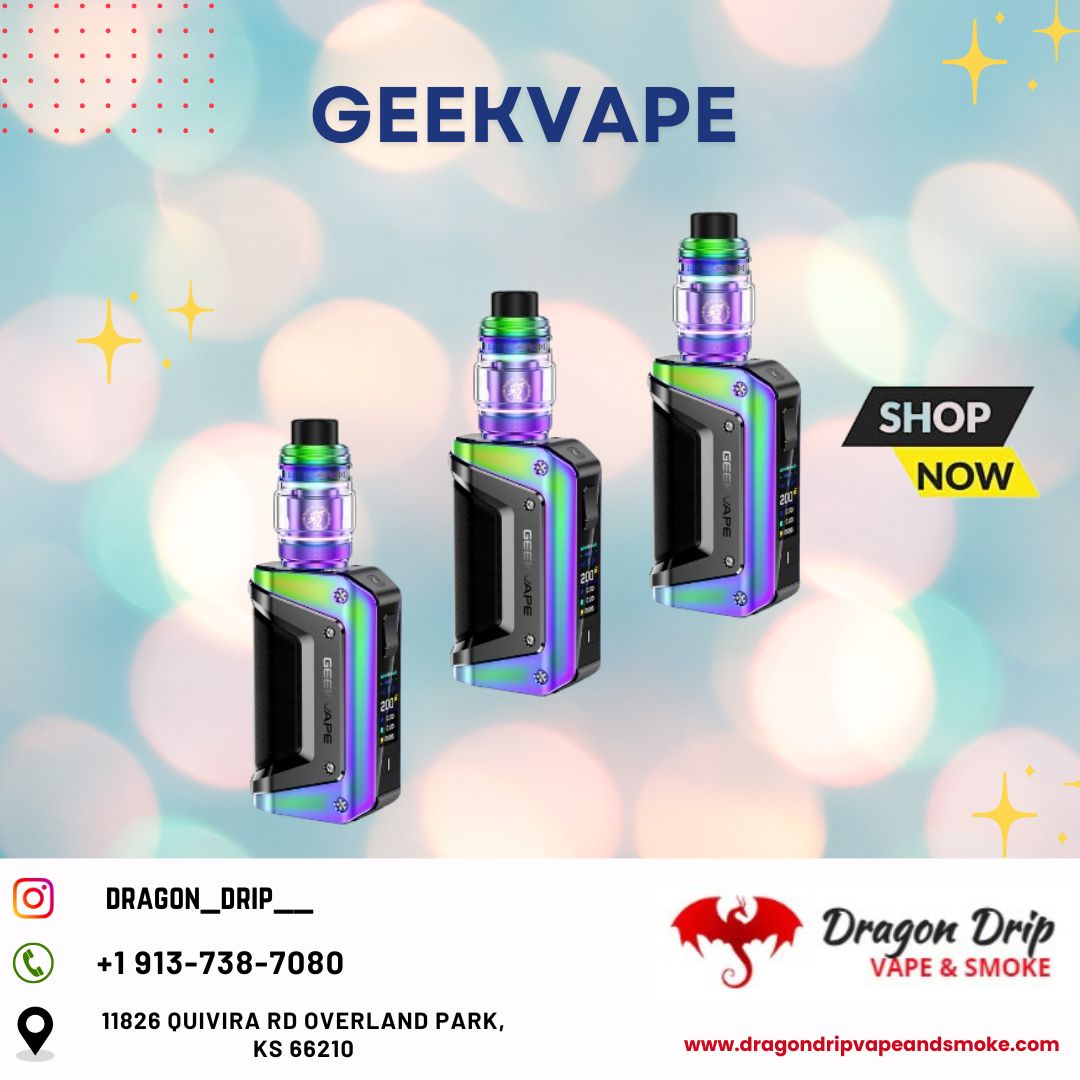 Dragon Drip Vape and Smoke in Overland Park, KS, carries GeekVape products, offering a range of high-quality vaping devices and accessories. Visit our store today to explore the GeekVape lineup and find the perfect vape for your needs.