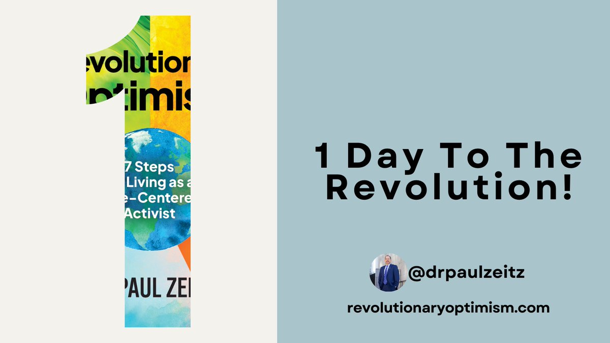 1️⃣day left until the release of my highly anticipated book, #RevolutionaryOptimism: 7 Steps for Living as a Love-Centered Activist'! #1DayToGo

I aim to ignite a profound depth of optimism within us all—a force capable of changing lives.  
#PositiveChange #LoveCenteredActivism