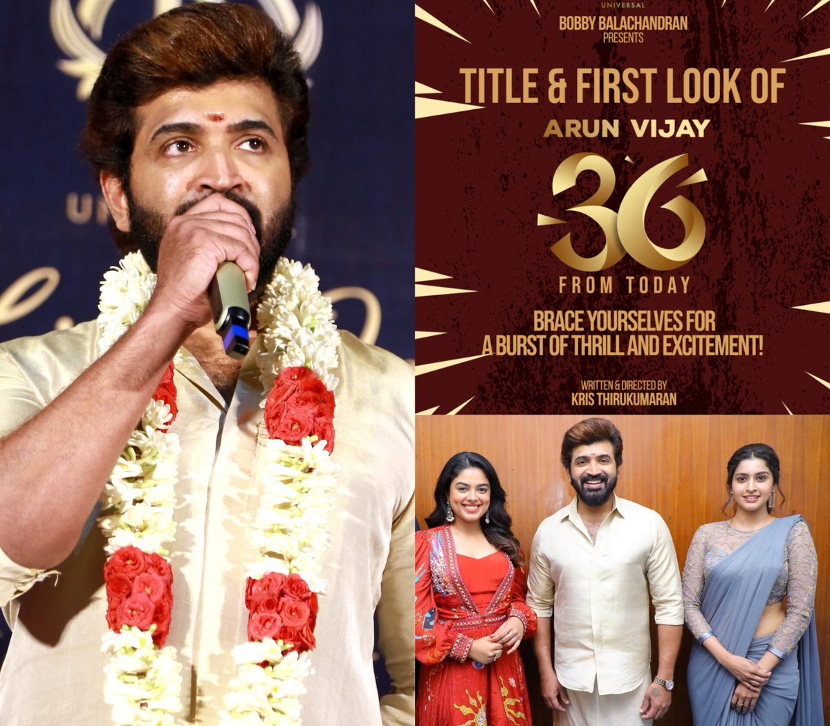 .@arunvijayno1 's #AV36 First Look & Title From Today 🤩🔥 @SiddhiIdnani & @actortanya playing lead role 🥰