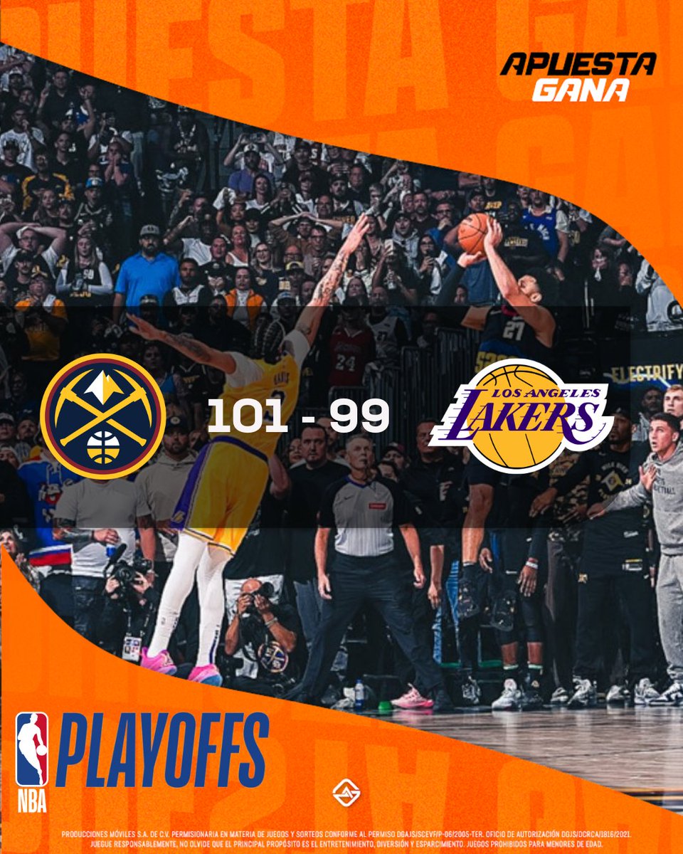 #Road2Gold firmó una remontada de alarido 😱 en el último minuto para derrotar a #LakeShow con todo y el partidazo de Lebron, que se quedó tumbado en la duela.

Los Nuggets se van 2️⃣-0️⃣ en los #NBAPlayoffs. 🔝🔝