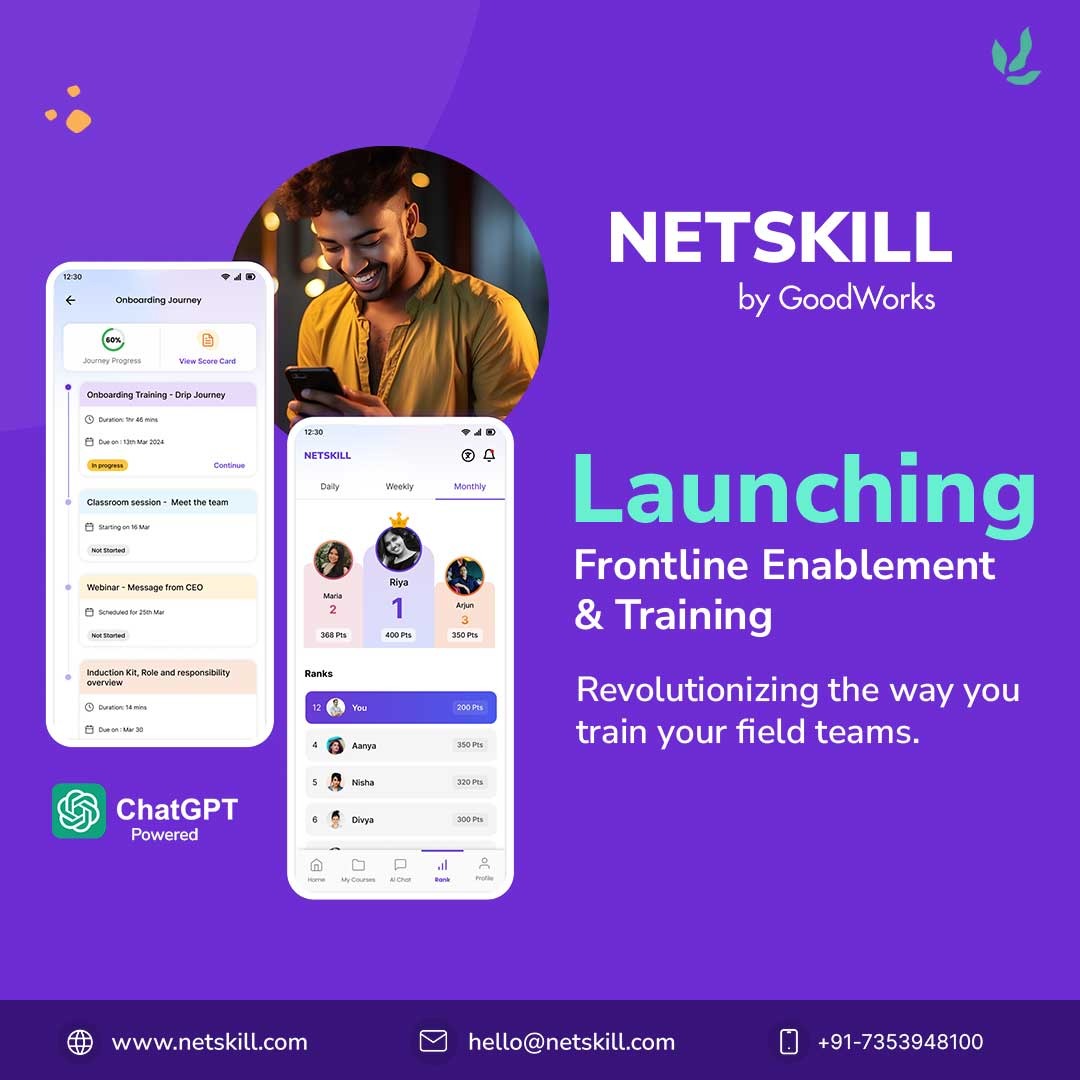 Thrilled to announce the launch of our cutting-edge Frontline Training and Enablement (FLT) app on NetSkill platform! Connect with Netskill Academy to schedule a demo! Write to us - hello@netskill.com or comment below.