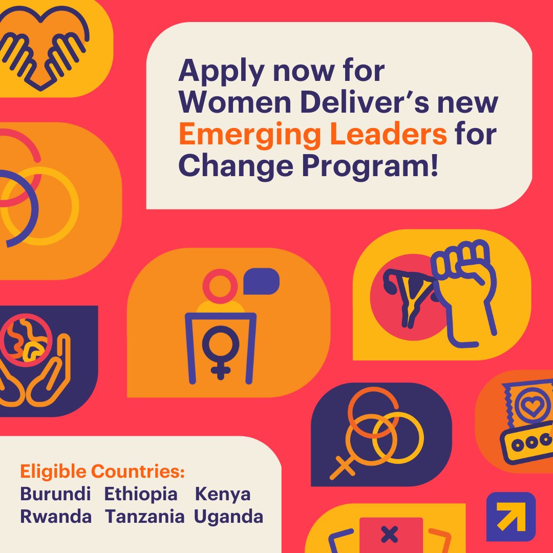 Applications for @‌WomenDeliver's Emerging Leaders for Change East Africa Cohort are officially open!

All #SRHR &amp; #GenderEquality advocates aged 15-29 working in 🇧🇮🇪🇹🇰🇪🇷🇼🇹🇿🇺🇬 &amp; centering girls should apply.

Deadline: 30 May 2024

Learn more &amp; apply 👇

bit.ly/3Vqwx5A