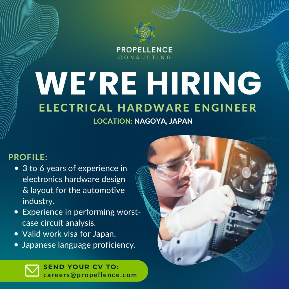 CoPropellence's tweet photo. 🚨Hiring Alert- Electrical Hardware Engineer

Apply now at careers@propellence.com with the subject 'Electrical Hardware Engineer Application'.

#HiringAlert #EngineeringCareer #ElectricalEngineer #ApplyNow  #EngineeringJobs #HardwareEngineer #JobOpening #HiringNow #ApplyNow https://t.co/9IcBVTM7FY