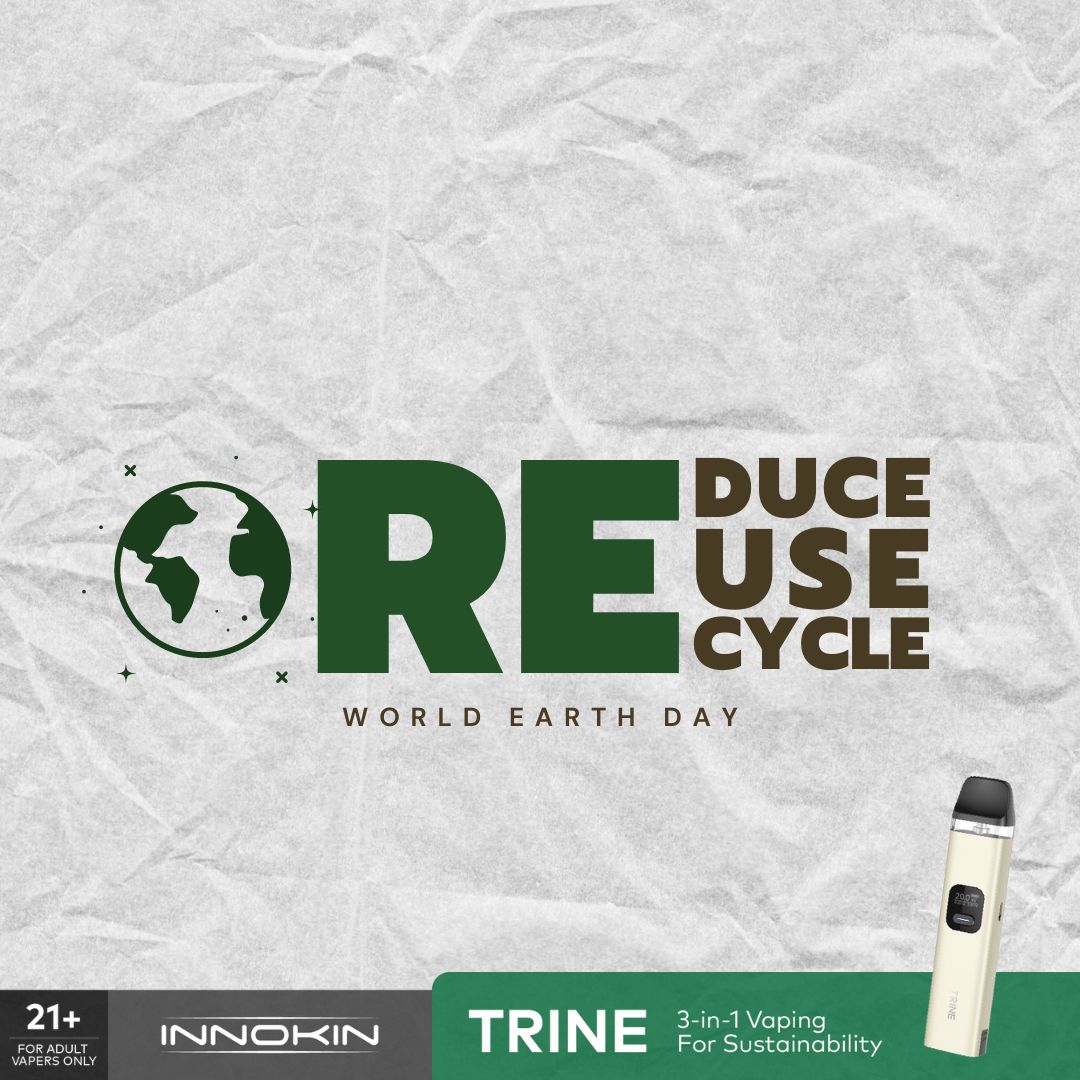 🌍 Happy World Earth Day! ♻️ Choose green and sustainable with TRINE! 🌱

🌱 Refillable Pods - Cut down on plastic waste
🔋 Replaceable & Rechargeable Battery (Powered by EcoDrain™) - Minimize disposable battery impact

18/21+ only

#WorldEarthDay #TRINE #Innokin #InnokinTrine