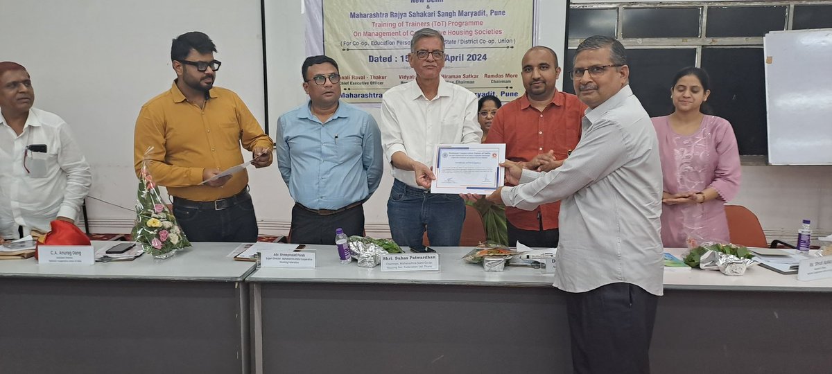 NCUI’s Cooperative Extension & Advisory Services (CEAS) division, organized a 3-Days’ Training of Trainers (ToT) Program on “Management of Cooperative Housing Societies” in Pune from 15-17th April 2024. The inaugural function was attended by esteemed dignitaries, including Dr