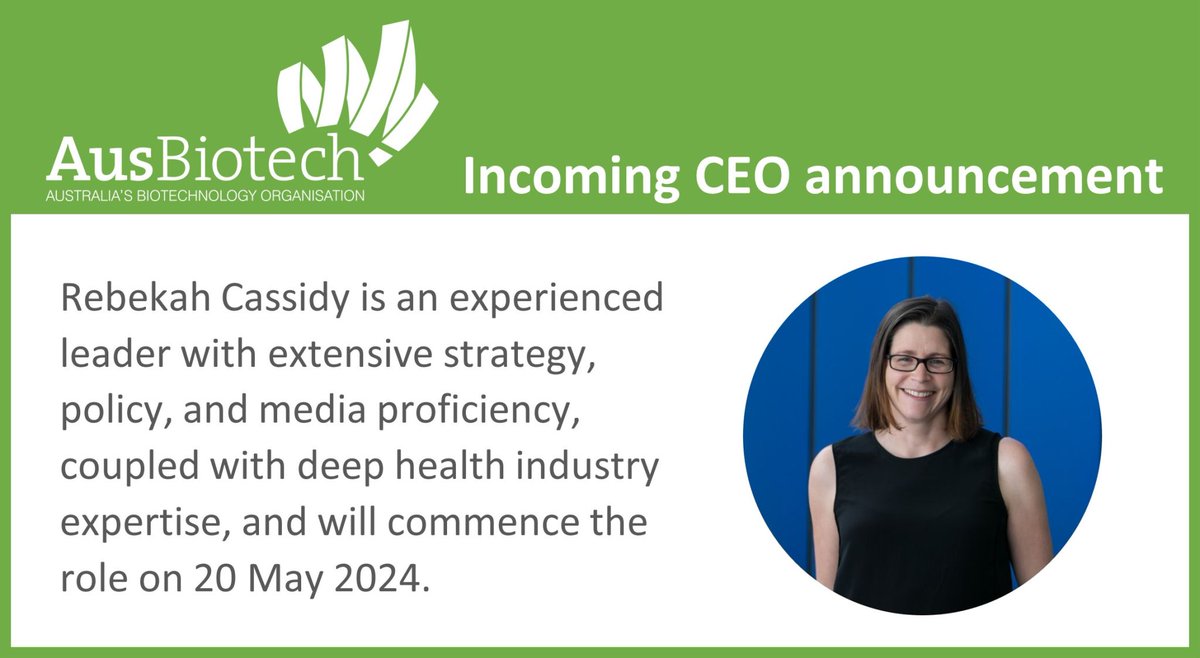 📰 Member news Australia’s industry body for biotechnology, AusBiotech, has announced ex-Sanofi leader Rebekah Cassidy as its incoming Chief Executive Officer. ➡️ ow.ly/MXp050RlR29