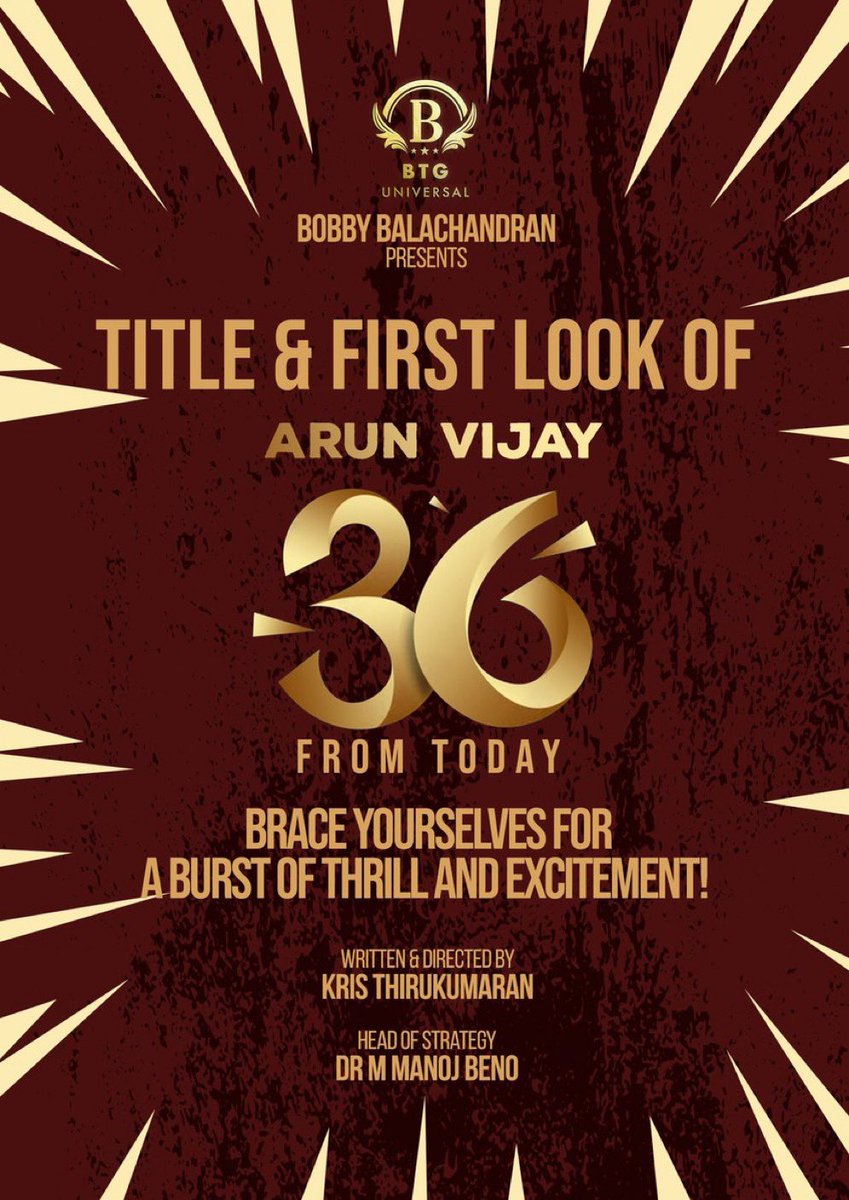 #AV36 Title and First Look From Today✌️🎥 #ArunVijay
