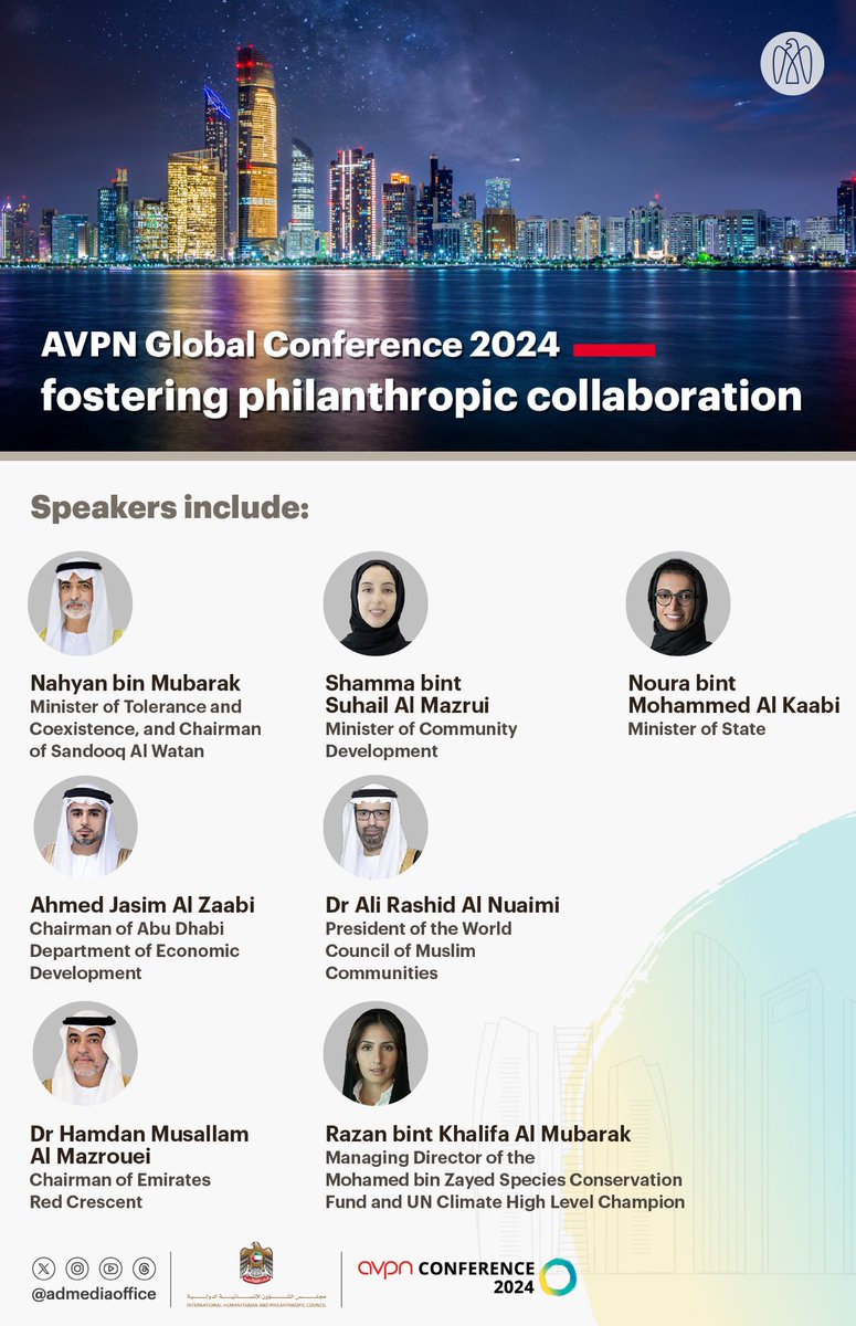 The AVPN Global Conference 2024, to be held on 23-25 April 2024 at venues across Abu Dhabi under the theme One Asia, One Future, will gather influential speakers, investors, philanthropists, entrepreneurs, policymakers, and government leaders to boost social investments in Asia.