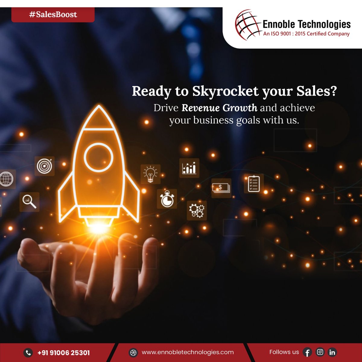 Ready to skyrocket your sales?🚀

Ennoble Technologies implements strategic marketing tactics to skyrocket your sales figures.📈

Email us: info@ennobletechnologies.com

#SalesBoost #RevenueGrowth #BusinessGoals #SuccessTips #LeadGeneration #ROI #OnlineSales #EnnobleTechnologies