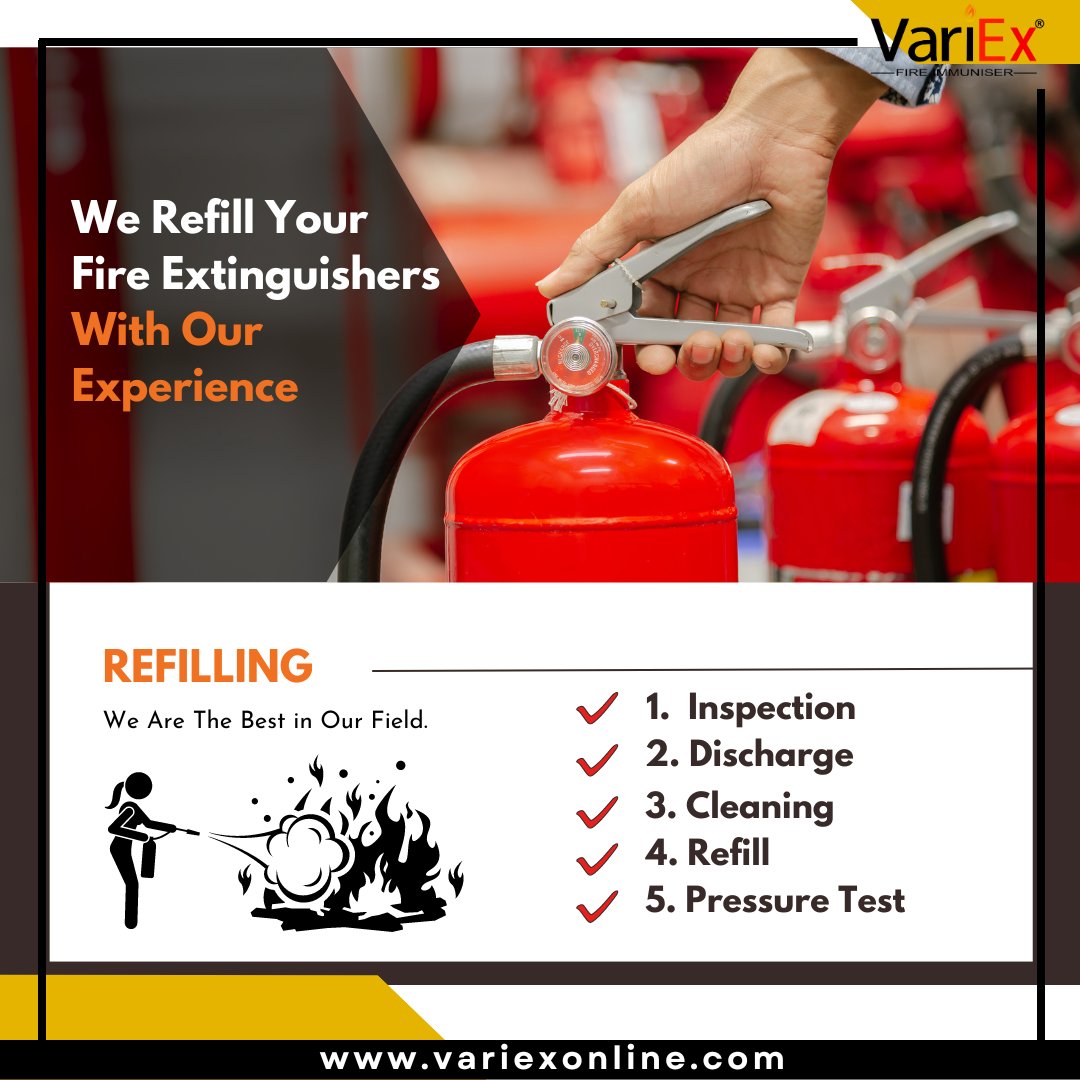'Fire Extinguisher Refill Service'

'Experience-Backed Fire Extinguisher Refill Service: Inspection, Discharge, Cleaning, Refill & Pressure Test'

#refill #fireextinguisher #variex #variexonline #varistor #experience #inspection #cleaning #pressuretest #fire #protection #safety