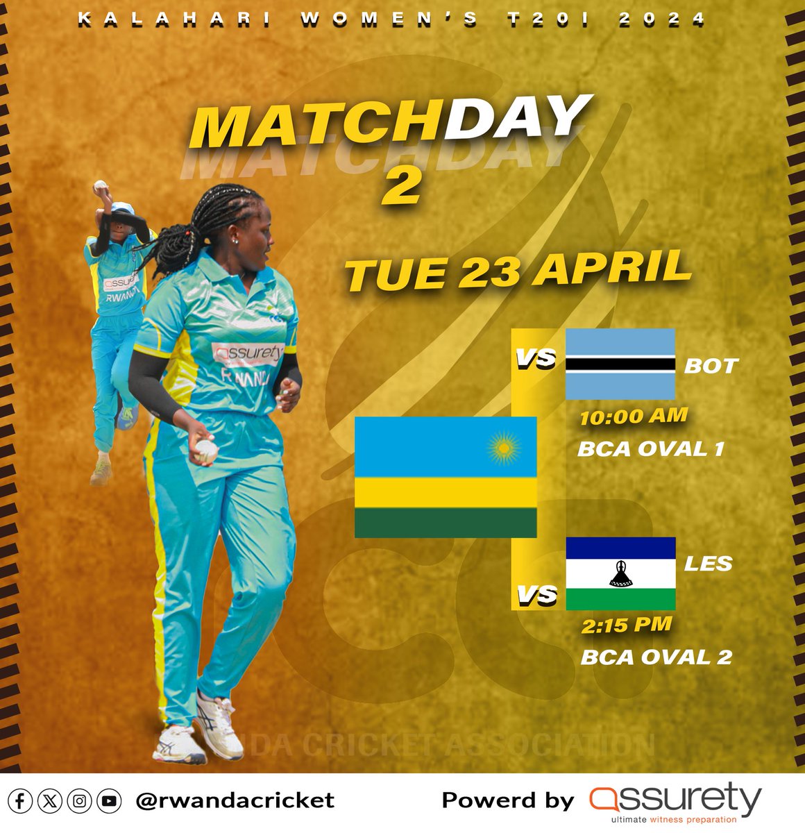 Action continues today in Gaborone, we are taking on Botswana in the morning and Lesotho in the afternoon.