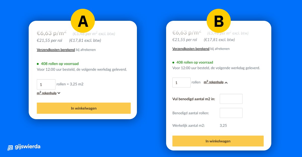 A/B test quiz: which version leads to more add-to-carts and transactions?

A - Collapse m2 calculator by default
B - Expand m2 calculator by default

What do you think? Let me know and if you like, also share why. Tomorrow, I will share the result 👀