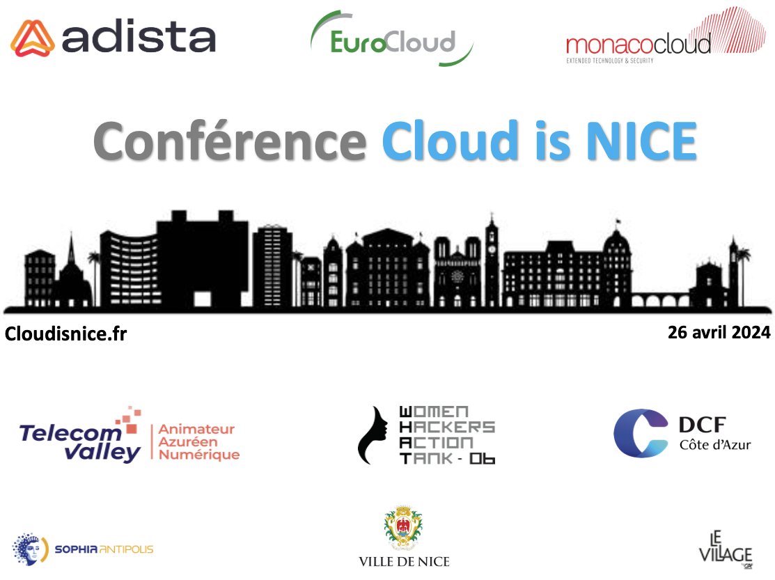 #EVENEMENT : Cloud is nice Première conférence #Cloud 📆 Le 26 Avril 2024 au Village 🎯 Comprendre certains des principaux enjeux que les PME et les ETI doivent relever pour consolider leurs solutions informatiques. Inscription : eurocloud.fr/inscription-cl…